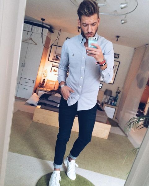 Camisa social manga longa com hot sale calça jeans